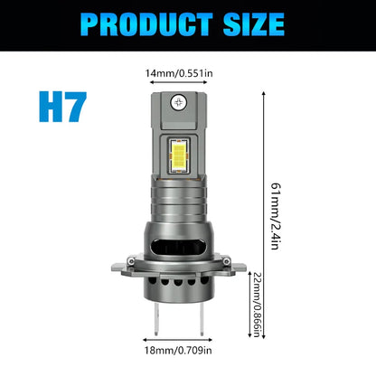 H7 LED Headlight CANBUS 30000LM 7035 CSP Chips 1:1 MINI Size Plug And Play Auto Lamp 6000K Wireless Turbo Fog Light With Fan
