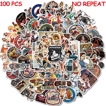 10/50/100pcs Aesthetic Retro Hot Girls Graffiti Stickers Motorcycle Guitar Phone Laptop Refrigerator Luggage Skateboard Decals