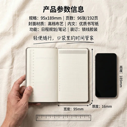 Undated Weekly Fabric A6 Journal - Portable Pocket-Sized Planner for Notes, Goals & Daily Flow Linen Weeks Planning System