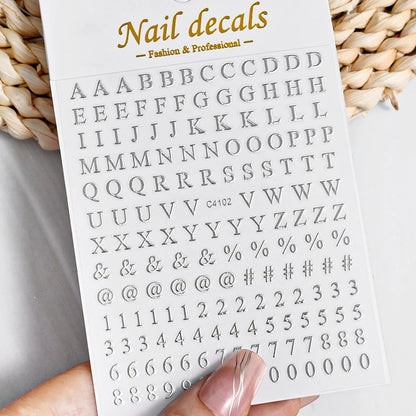 3D Glittery Gothic Letter Design Nail Art Stickers Uppercase Alphabet Letters Artistic Designs DIY Nail Art Decals Decoration #1