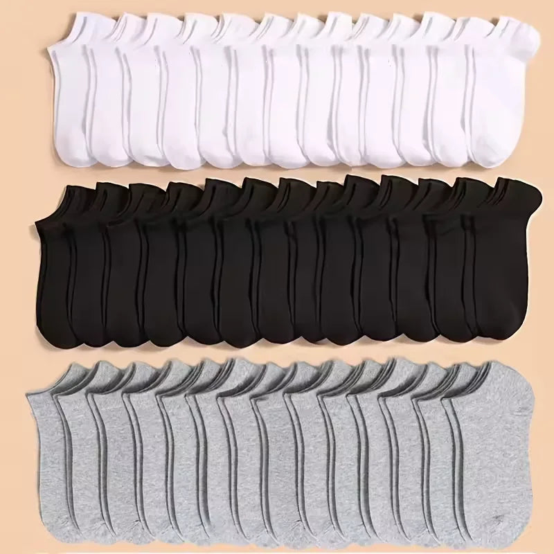 Summer Spring Unisex Solid Color Ankle Socks 10/20/40 Pairs Soft Lightweight No Show Sports Socks for Men Women Bulk Value Pack