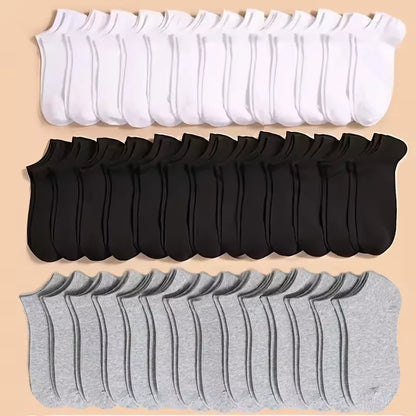 Summer Spring Unisex Solid Color Ankle Socks 10/20/40 Pairs Soft Lightweight No Show Sports Socks for Men Women Bulk Value Pack