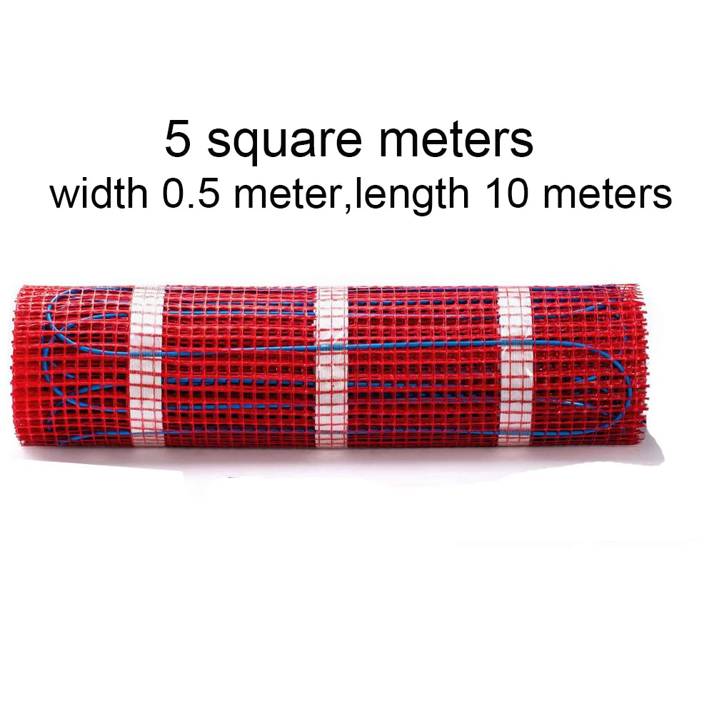 230V 150w/m2 Electric Underfloor Heating Mat Kit Pad System Parts For Bathroom Ceramic Stone Tile Wooden Floor Heated Warming