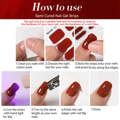 Gradient Auroras Semi Cured Gel Nail Strips Sparkly Shinning DIY Gel Polish Stickers for Nails Works with UV/LED Nail Lamps