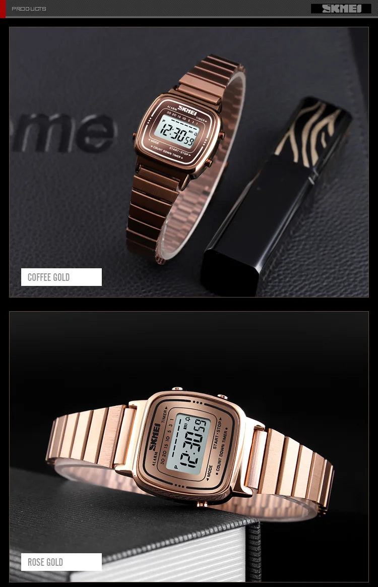 SKMEI 1901 Luxury Women Watches Small Dial Digital Chrono Calendar Watch Waterproof Ladies Wristwatch Clock Montre femme 1620