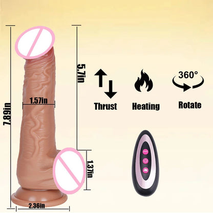 Telescopic Female Vibrator Dildo with Remote APP Control Heating Realistic Large Penis Massager Masturbator Sex Toy for Women
