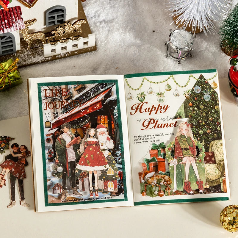 30sheets/pack Christmas Girl Stickers Aesthetic Stick Labels Decorative Diary Album Material Scrapbooking Supplies