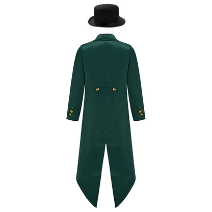 Kids Boys Vintage Steampunk Tailcoat Jacket Halloween Costume Gothic Medieval Clothes Court Uniform Magician Ringmaster Cosplay