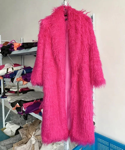 Women Faux Sheep Fur Long Coat Cardigan Thermal Loose Maxi Jackets Plush Coats Female Jacket Autumn Winter Furry Outerwear