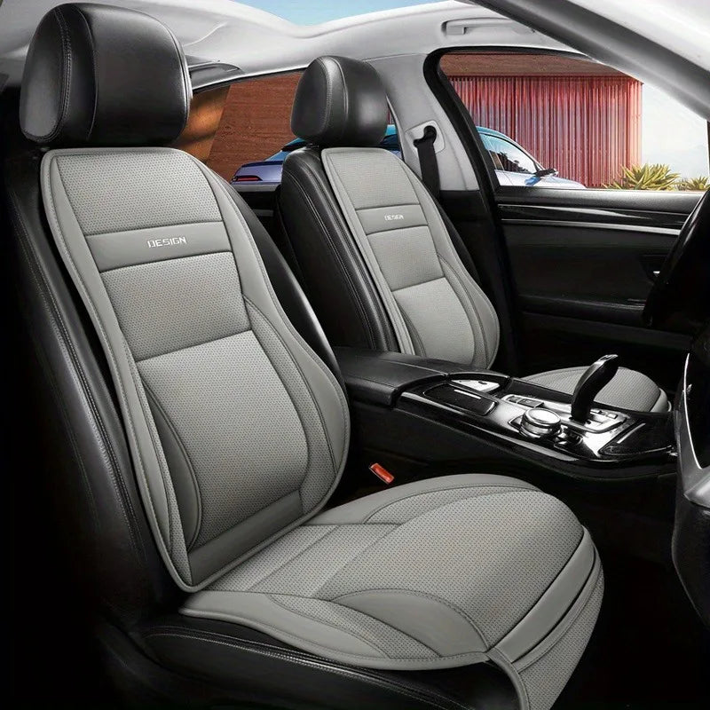 Ergonomic PU Leather Car Seat Cushion with Lumbar & leg Support Ventilated Design Storage Pockets Universal Fit for Most Cars