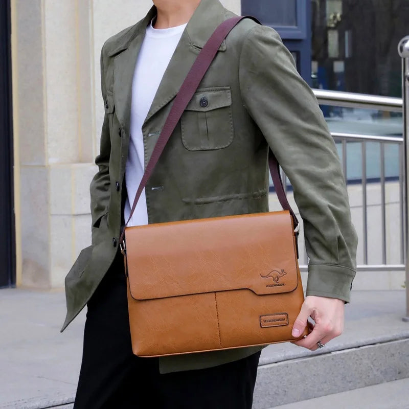 Business Shoulder Bag For IPAD PU Leather Business Handbag Men Messenger Bag Large Side Sling Bag Fashion Man Crossbody Bag