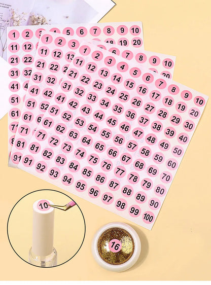 2Pcs/Lot Waterproof Pink Number Sticker Label For Nail Polish Color Gel Varnish Marking Digital Label Sticker Manicure Tool