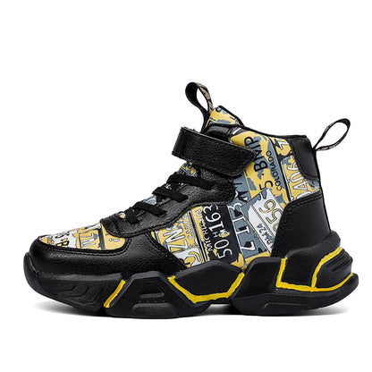 Children Shoes Boy Sneakers Fashion Print Luxury Designer High Top Sneakers Kids Tenis Shoes Boy Sports Casual