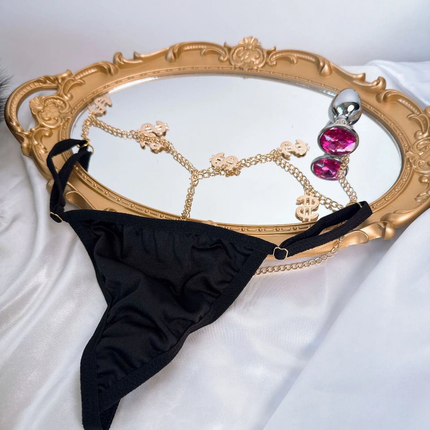 Anal Plug with Lace Thong Panty Set for Women Men Sexy Underwear with 2.8cm Butt Plug for Outdoor Wear BDSM Adult Sex Toys Gay