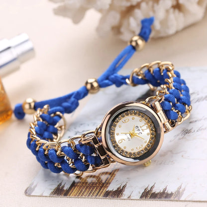 Women's Watch Fashion Braided Rope Bracelet Quartz Watches