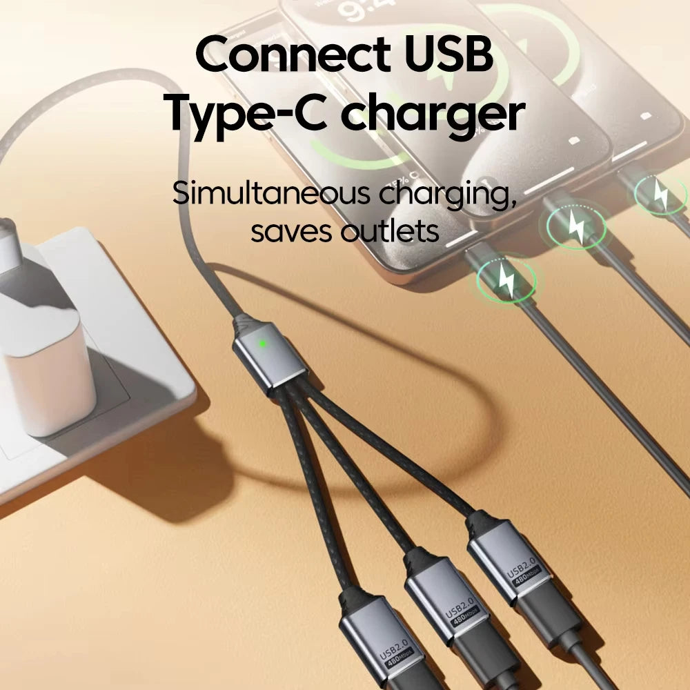 NNBILI Multi USB Hub Extensions 3 Port USB A Hub Type C Splitter Fast Data Transmission OTG Adapter For Computer Macbook Pro Air