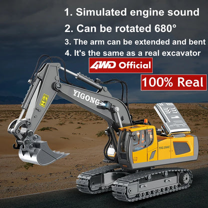 4WD Remote Control Excavator 4x4 Alloy Dump Truck Bulldozer Radio Model RC Car Construction Vehicle with Lights Sound Toy Gift
