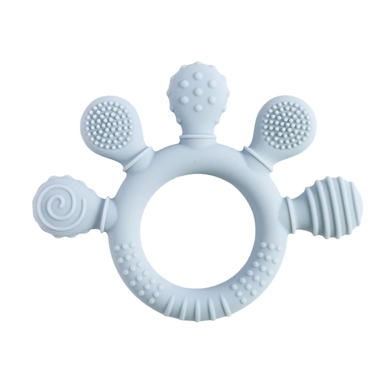 BPA-Free Baby Silicone Teether Sensory Toy Food-Grade Chewable Toy Teething Ring Easy-Grip Infant Teething Toy Newborn Gift