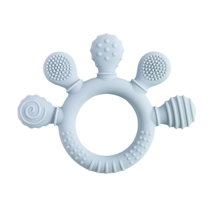 BPA-Free Baby Silicone Teether Sensory Toy Food-Grade Chewable Toy Teething Ring Easy-Grip Infant Teething Toy Newborn Gift
