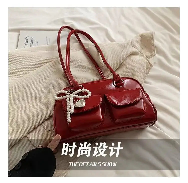 Fashionable Underarm Bow Bag for Women 2024 Korean Edition New Simple Leisure Pillow Bag Trendy Versatile Shoulder Bag