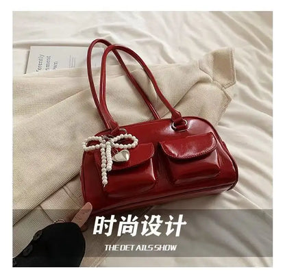 Fashionable Underarm Bow Bag for Women 2024 Korean Edition New Simple Leisure Pillow Bag Trendy Versatile Shoulder Bag