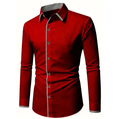 New Men Patchwork Shirt Fashion Dress Tuxedo Long Sleeve Smart Casual Four Season Man Micro Elastic Shirts