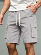 2026 Men's loose linen straight-leg pants, casual multi-pocket work shorts, high-end men's shorts, drawstring daily work shorts