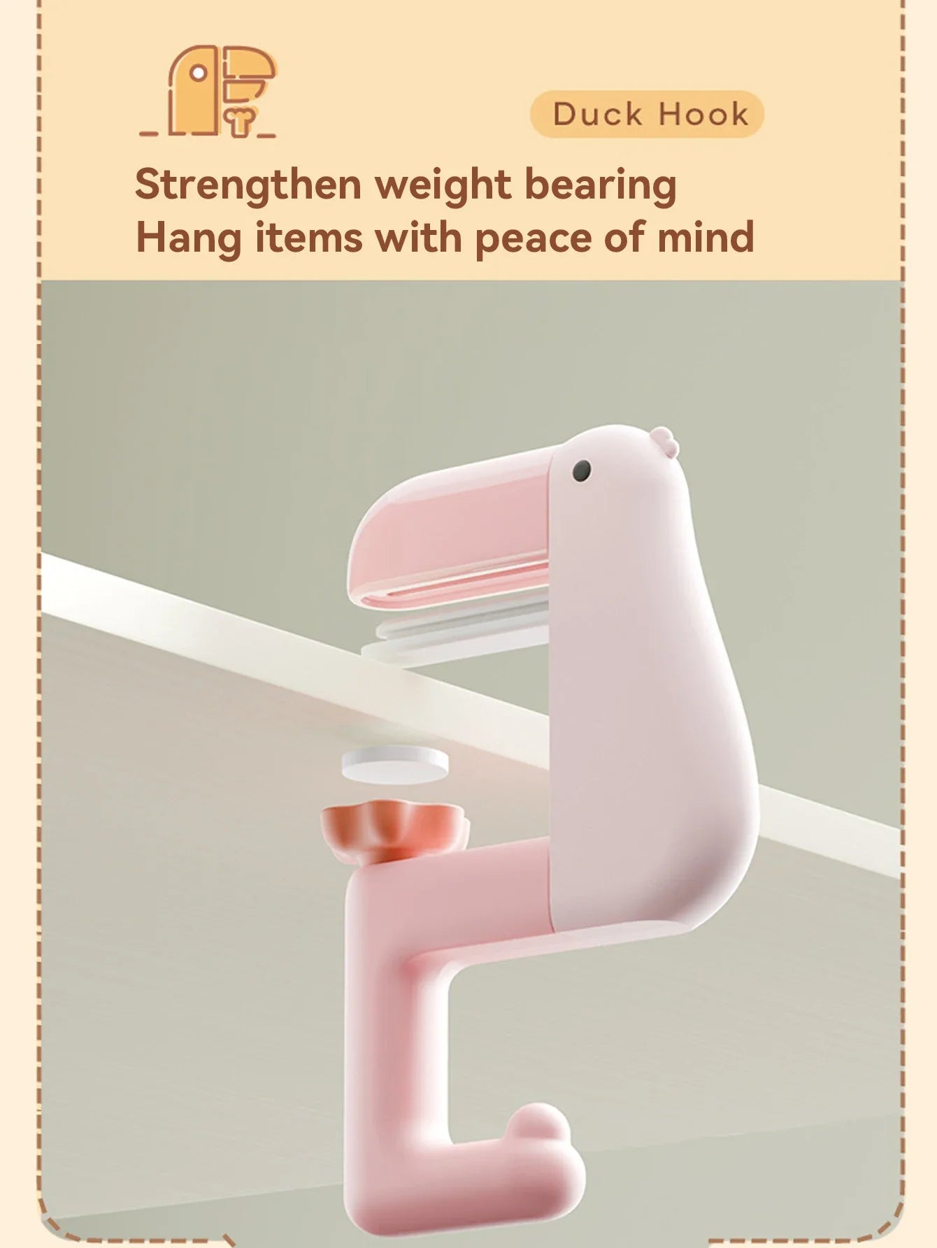 Portable Office Supplies Thinking Duck  Hook Hanging Decor Table Interesting Wallet Bag Hook Wall Hanger Bracket Handbag Non Pun