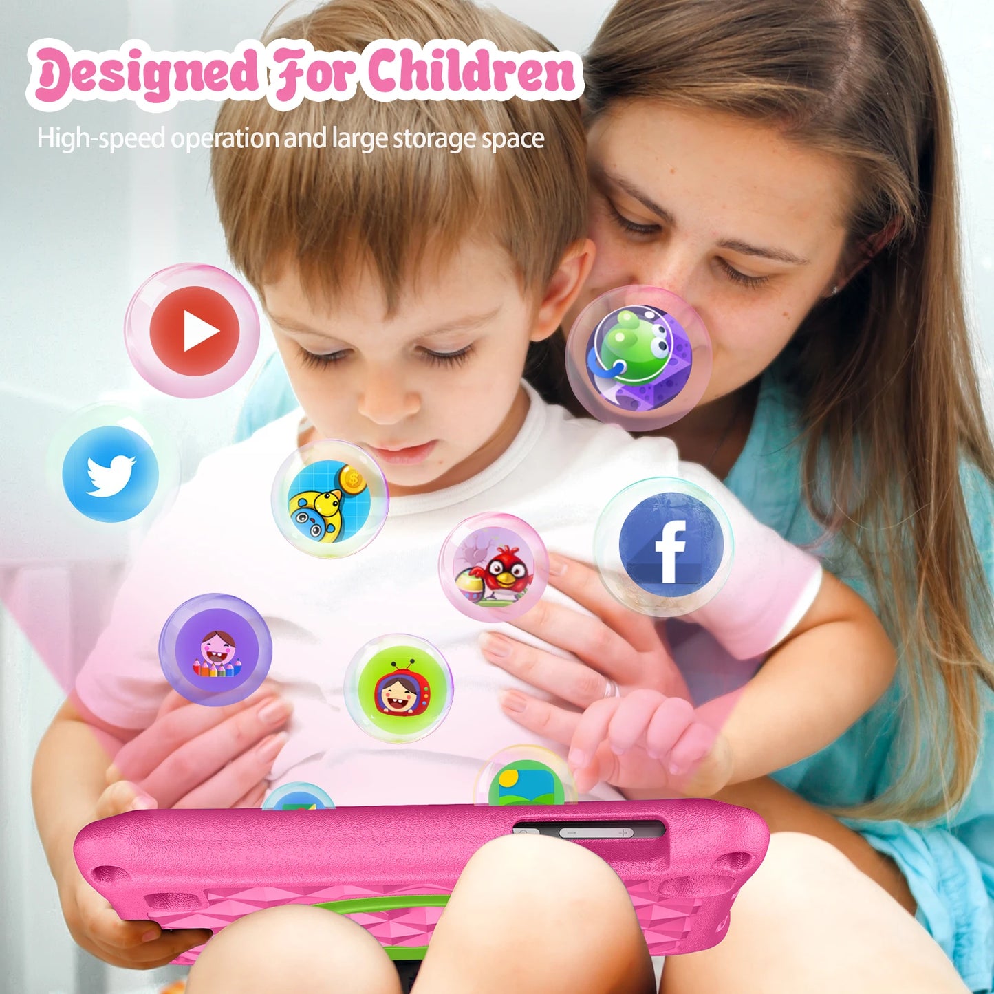 Kids Tablet 7 Inch Tablet for Toddlers, Android OS with 2 GB RAM and 32 GB Storage, with WiFi, Dual Camera, Child Safety Mode