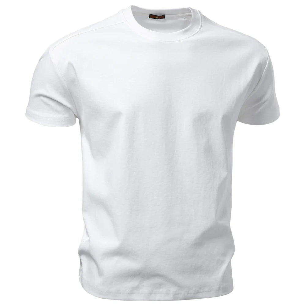 AIOPESON Men's Cotton O-Neck T-Shirt Soft Touch Comfortable Solid Color 8 Options Breathable Lightweight Casual Daily Tee