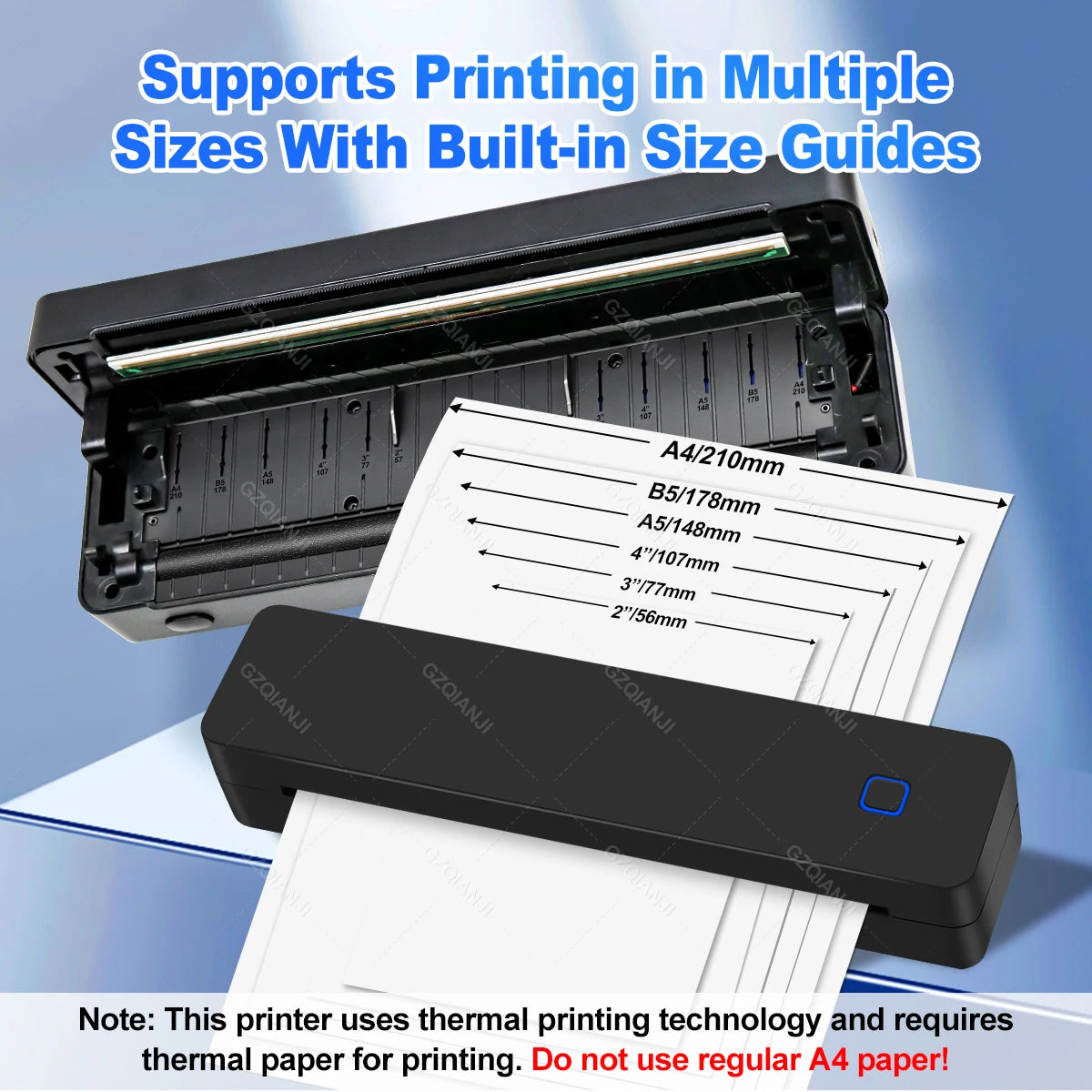 Mini Portable A4 Thermal Printer Bluetooth-compatible Photo PDF Printing Machine Folded Rolls Paper for Office Home Travel