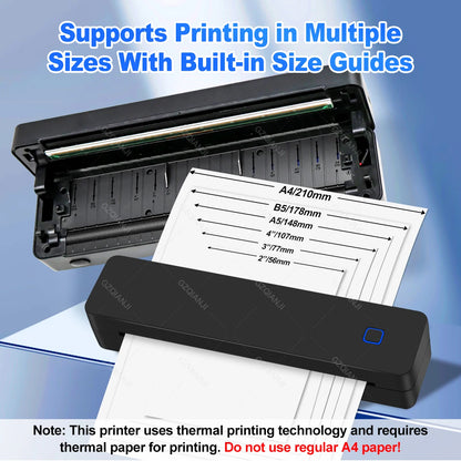 Mini Portable A4 Thermal Printer Bluetooth-compatible Photo PDF Printing Machine Folded Rolls Paper for Office Home Travel
