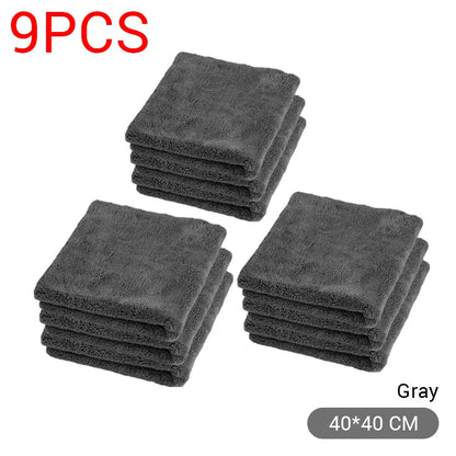 SEAMETAL 600GSM Microfiber Car Cleaning Towel 1/3/6/9pcs 40X40cm Thickened Car Wash Towels Auto Detailing Care Drying Cloth Rags