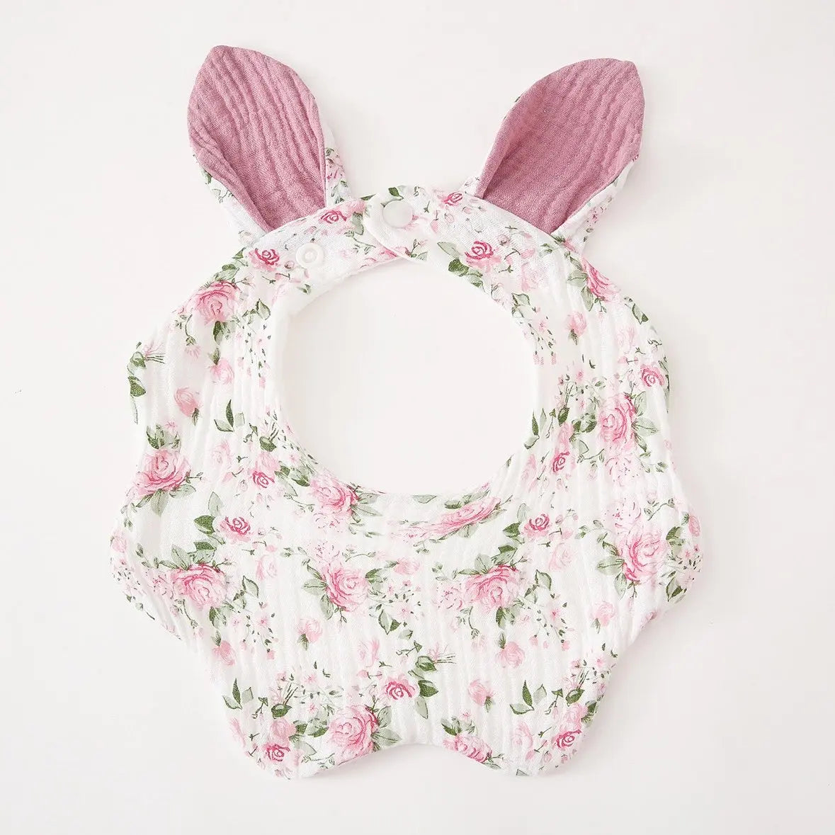 Baby Cotton Crepe Bandana, Rabbit Ears Wavy Edge Drool Bib, Soft Absorbent, Newborn Anti-Drool Bib, Multi-Purpose