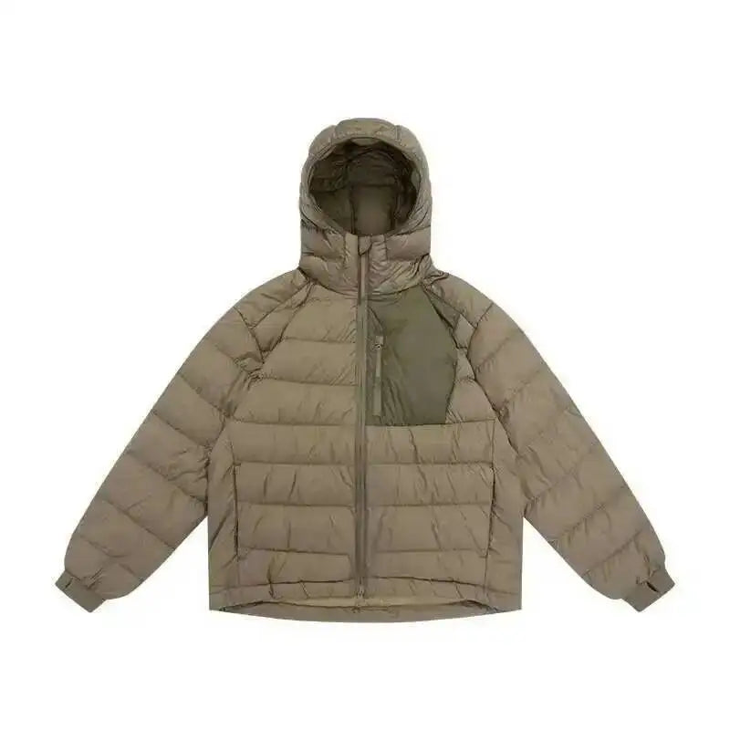 HKSH Outdoor Light Sport Color Contrast Hooded Down Jacket Women's Winter Mountain Leisure Waterproof Climbing Cotton Coat H2887