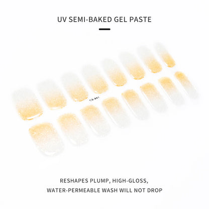 16Tips UV Semi-Cured Gel Nail Wraps Sticker 5D Pure Color Full Cover UV Lamp Gel Sticker Long-Lasting Nail Extension Patch Strip