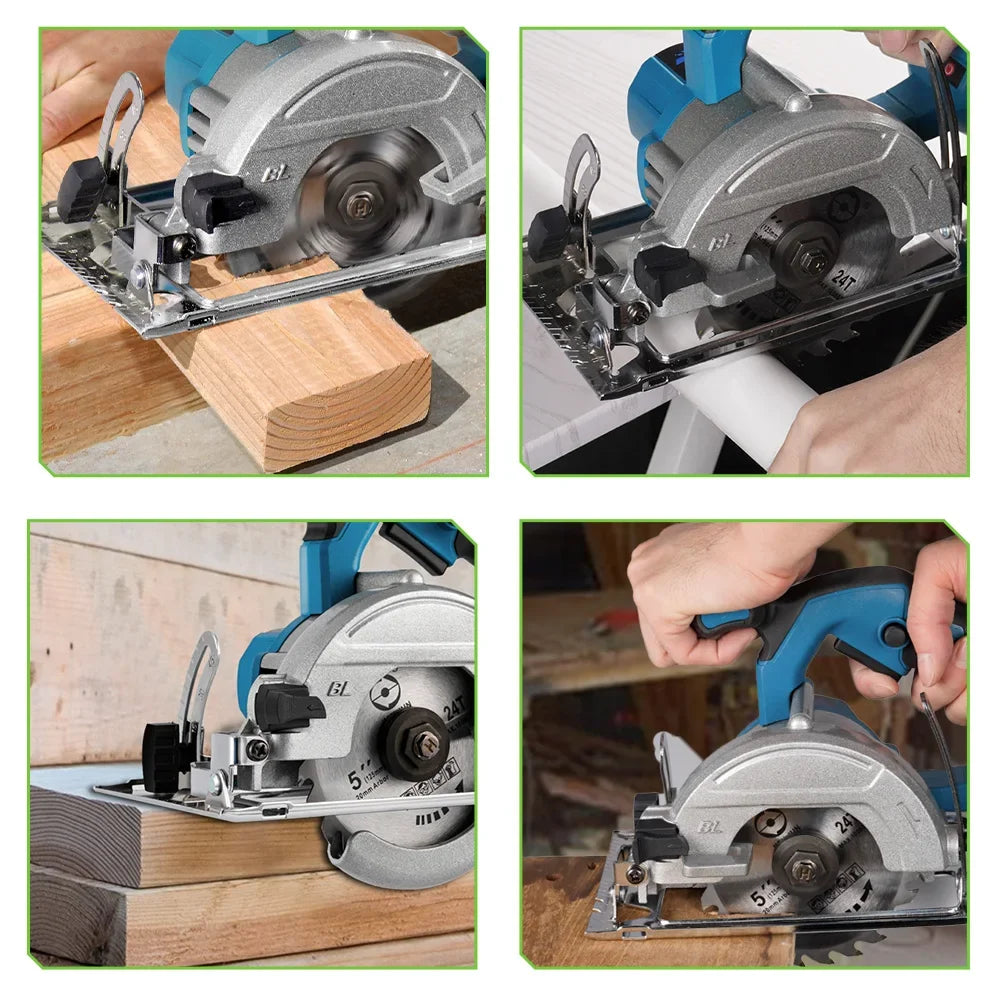 NEWBENY 5 Inch 125MM Brushless Circular Saw Cordless Electric Saw Multifunction Wood Cutting Power Tool for Makita Battery Pin