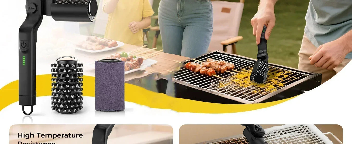 Cordless Rechargeable Electric BBQ Grill Brush Heavy Duty Outdoor Cleaning Tool Rotary Adjustable for Oil Stains
