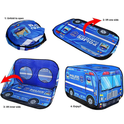 Game House Play Tent Fire Truck Police Bus Foldable Pop Up Toy Play House Children Toys Tent Ice Cream Firefighting Model House