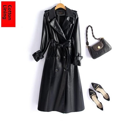 Real Leather Sheepskin Coat Women's Mid-Length Stylish Slimming Autumn Winter New Korean Style Coat Over-Knee Outerwear