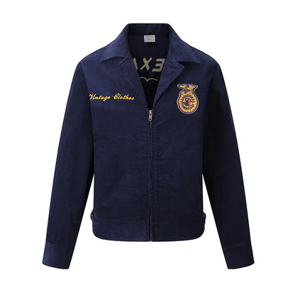 2026 Spring/Summer American Retro Workwear Long-Sleeved Farmer's Coop Jacket for Male Youth - High-end Trendy Corduroy Coat