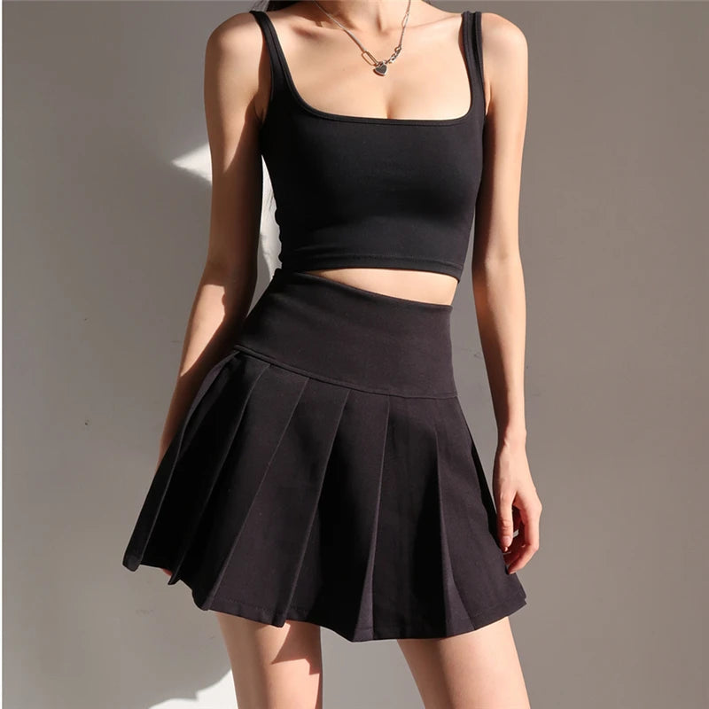 Mini Skirts Womens 2024 Summer Japanese School Pleated Skirts High Waist Kawaii Cute Skirt Uniform Harajuku