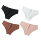 4Pcs/Set Ice Silk Mid-Rise Panties Women's Seamless Briefs Solid No Show Underwear Scalloped Edge Panties Sexy Lingerie XS-XL