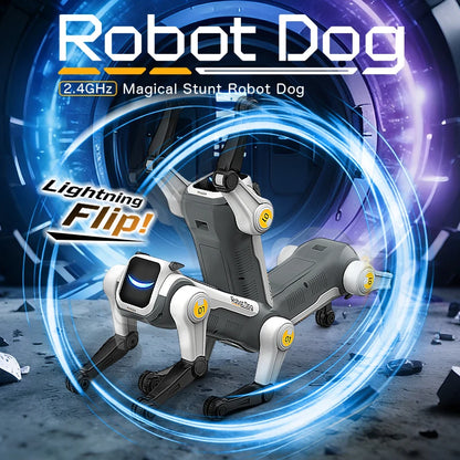 Electric Pet Dog Toy, Rolling Stunts, Programmed Dance, Voice Command Interaction, Smart Robotic Dog Toy, Children Birthday Gift