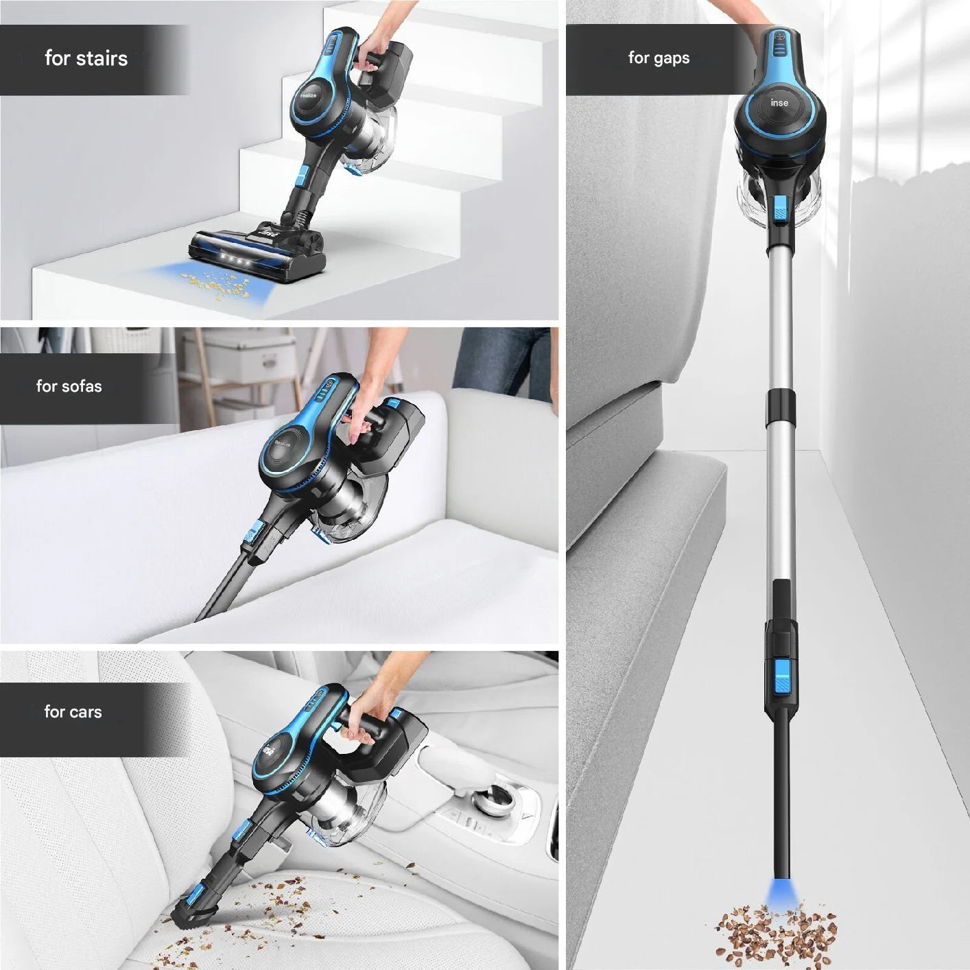 INSE N5T 465W 35000Pa Suction Power Cordless Vacuum Cleaner Handheld Smart Home Appliance Removable Battery Dust Mug
