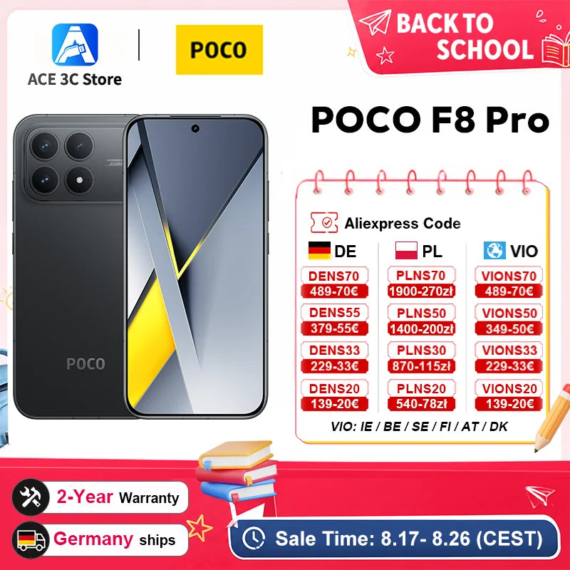 Global Version POCO F8 Pro Snapdragon 8 Elite Processor Smartphone 6.59" 120Hz HyperRGB Display 6210mAh Battery 100W HyperCharge