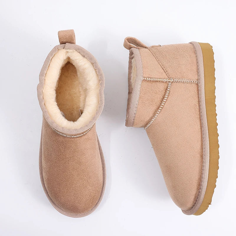 Smile PoP New Winter Cotton Women Boots Warm Suede Women Shoes Casual Plush Mini Cotton Snow Boots Nonslip Furry Ankle Shoes