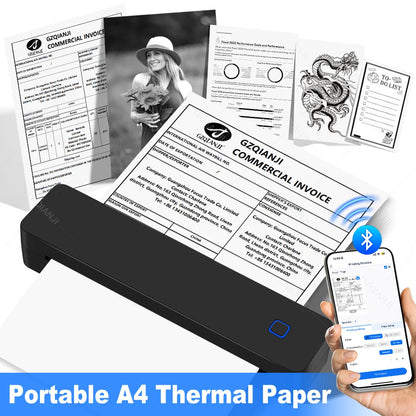 Mini Portable A4 Thermal Printer Bluetooth-compatible Photo PDF Printing Machine Folded Rolls Paper for Office Home Travel