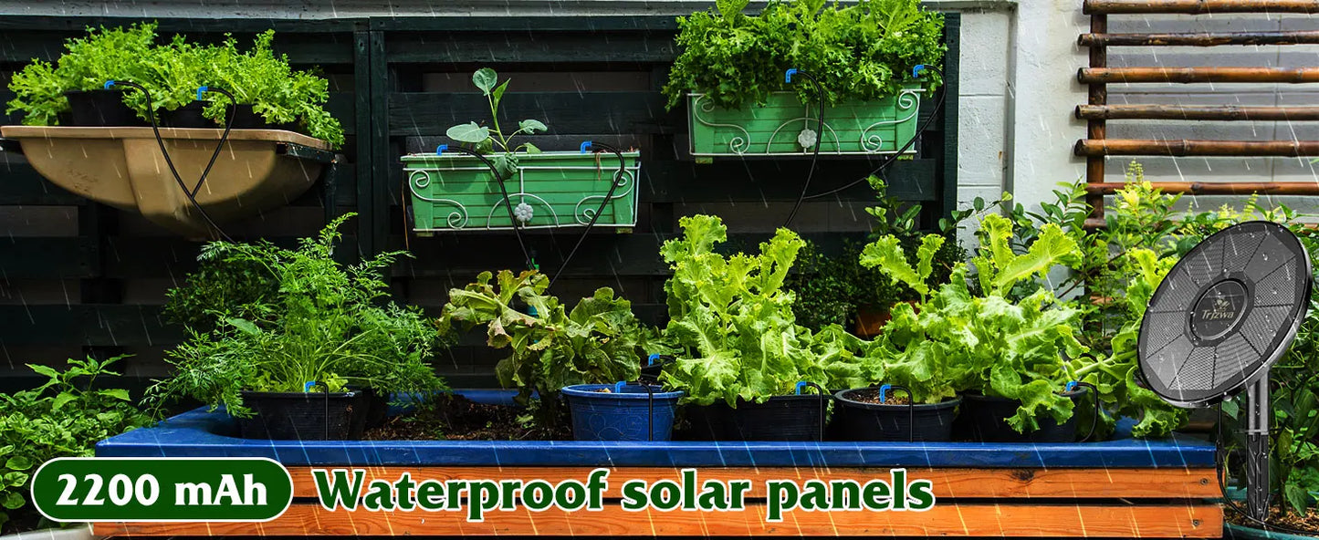 Solar Irrigation Equipment Greenhouse Irrigation Drip Irrigation Kit with 15M Hose for Potted Plants with Automatic Timer