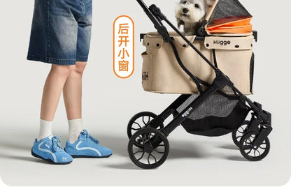 Foldable Pet Stroller Smooth Shockproof Stable Breathable Washable Outdoor Travel Cart for Dogs Cats